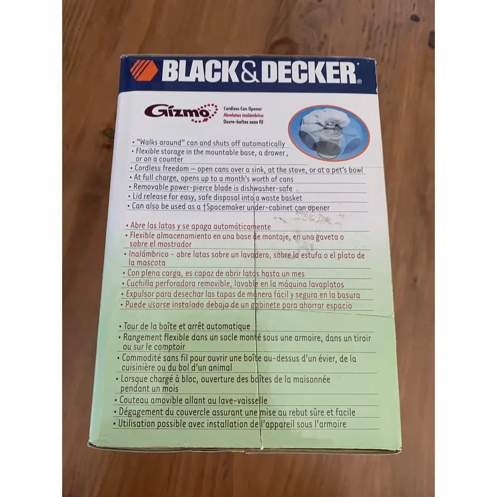 Black & Decker GIZMO Spacemaker Cordless Can Opener EM200 Hands-Free Auto Off